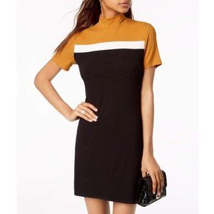 Mock-Neck Colorblocked Knit Dress